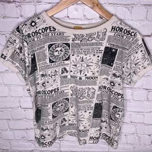 Dolls Kill Horoscope Graphic Tee - Cream and Black